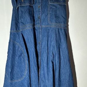 Anthropologie Pilcro Blue Denim Button-Front Swing Halter sleeveless Dress